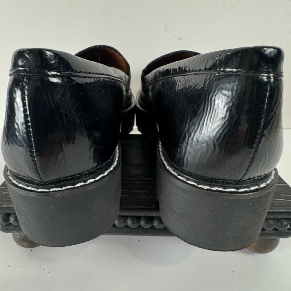 Franco Sarto Black Patent Lug Sole Platform Penny Loafers Women’s 8.5M - Picture 4 of 6
